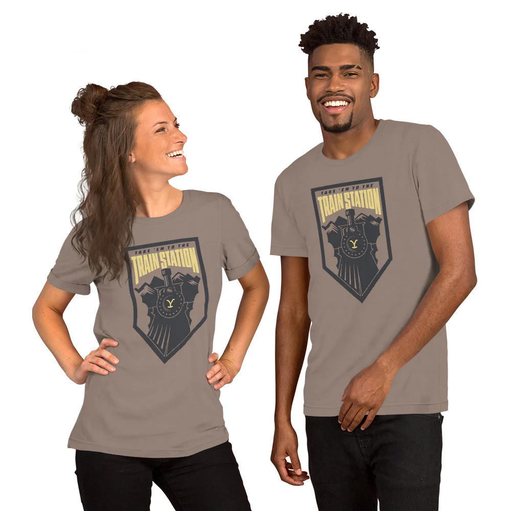 Yellowstone Take 'Em To The Train Station Badge Unisex T-Shirt - Image 3