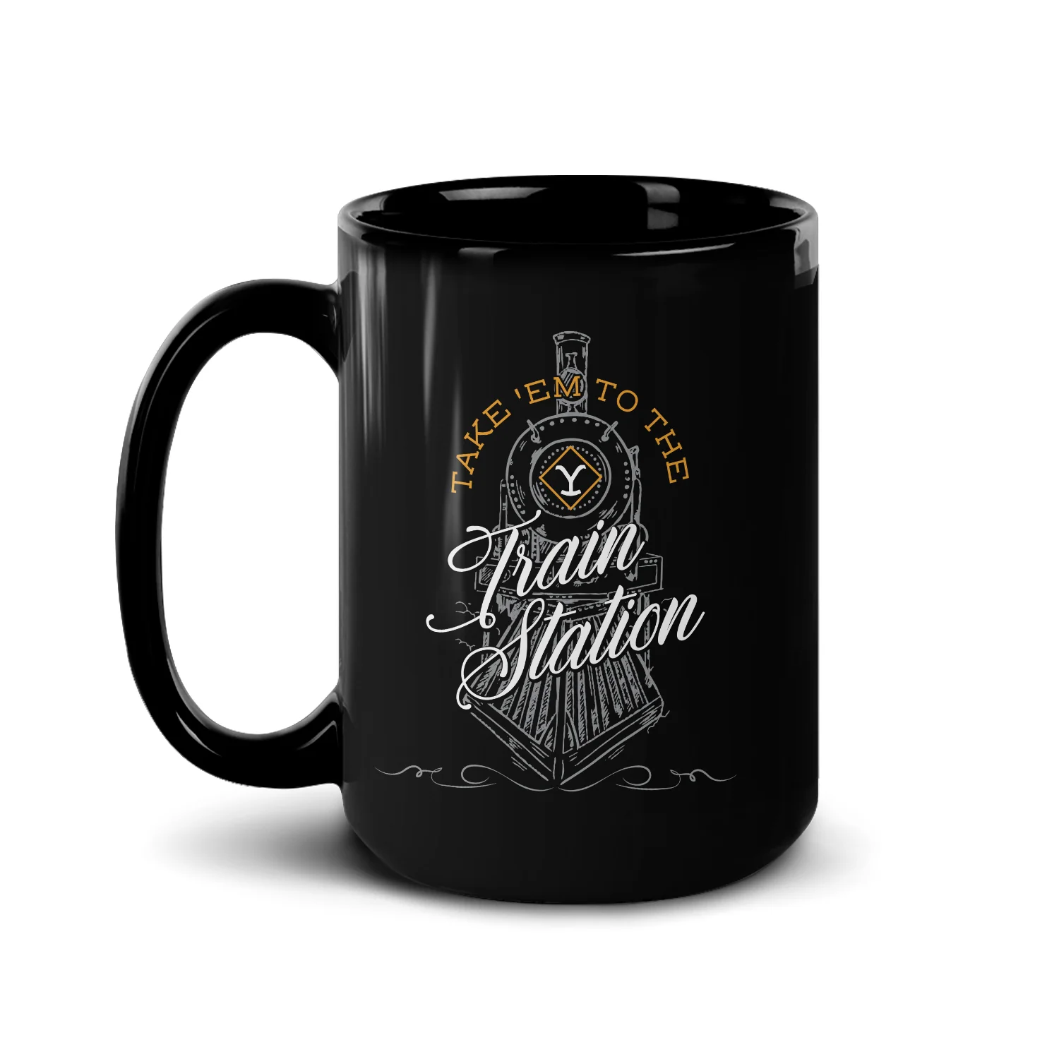 Yellowstone Take 'Em To The Train Station Black Mug - Image 3