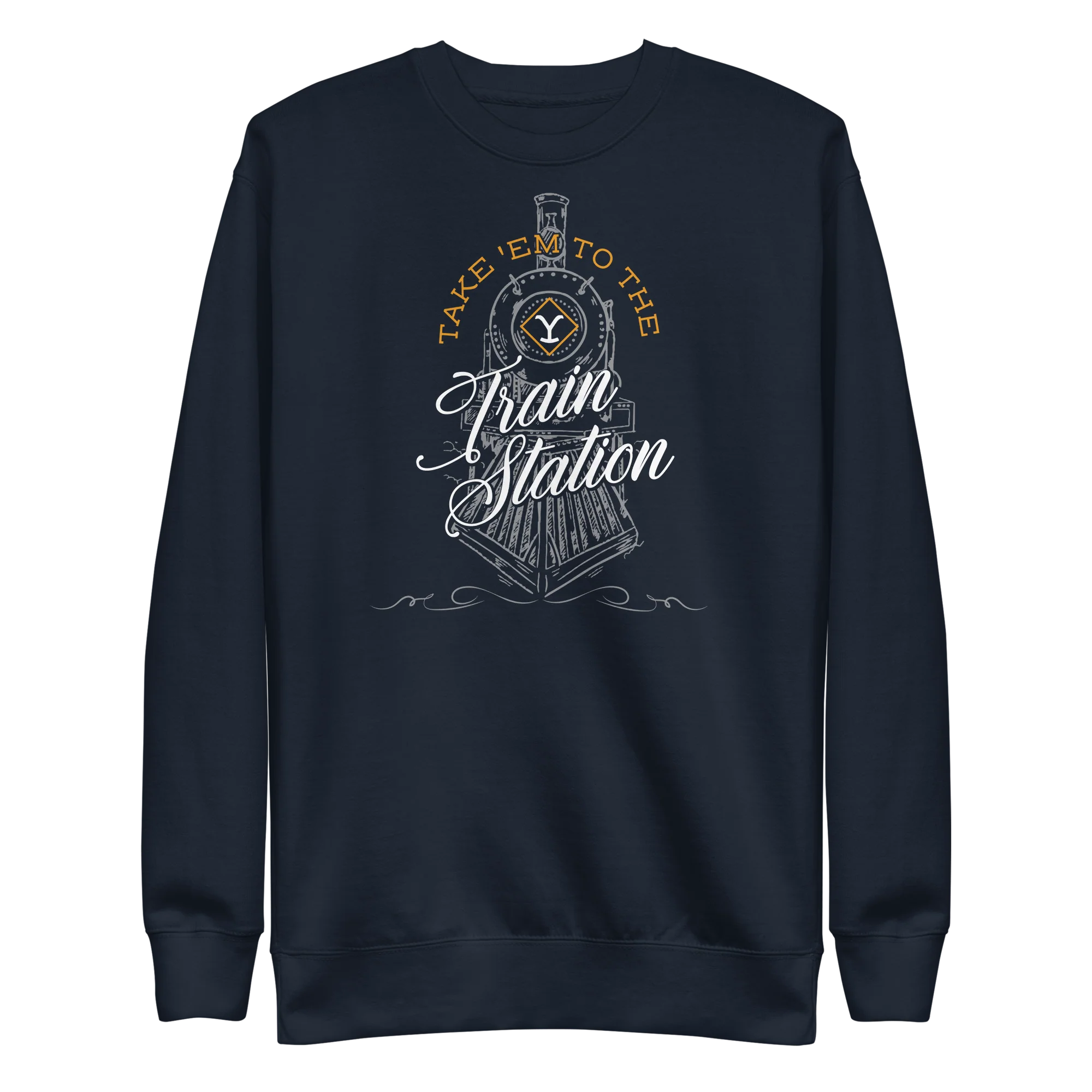 Yellowstone Take 'Em To The Train Station Fleece Crewneck Sweatshirt - Image 3