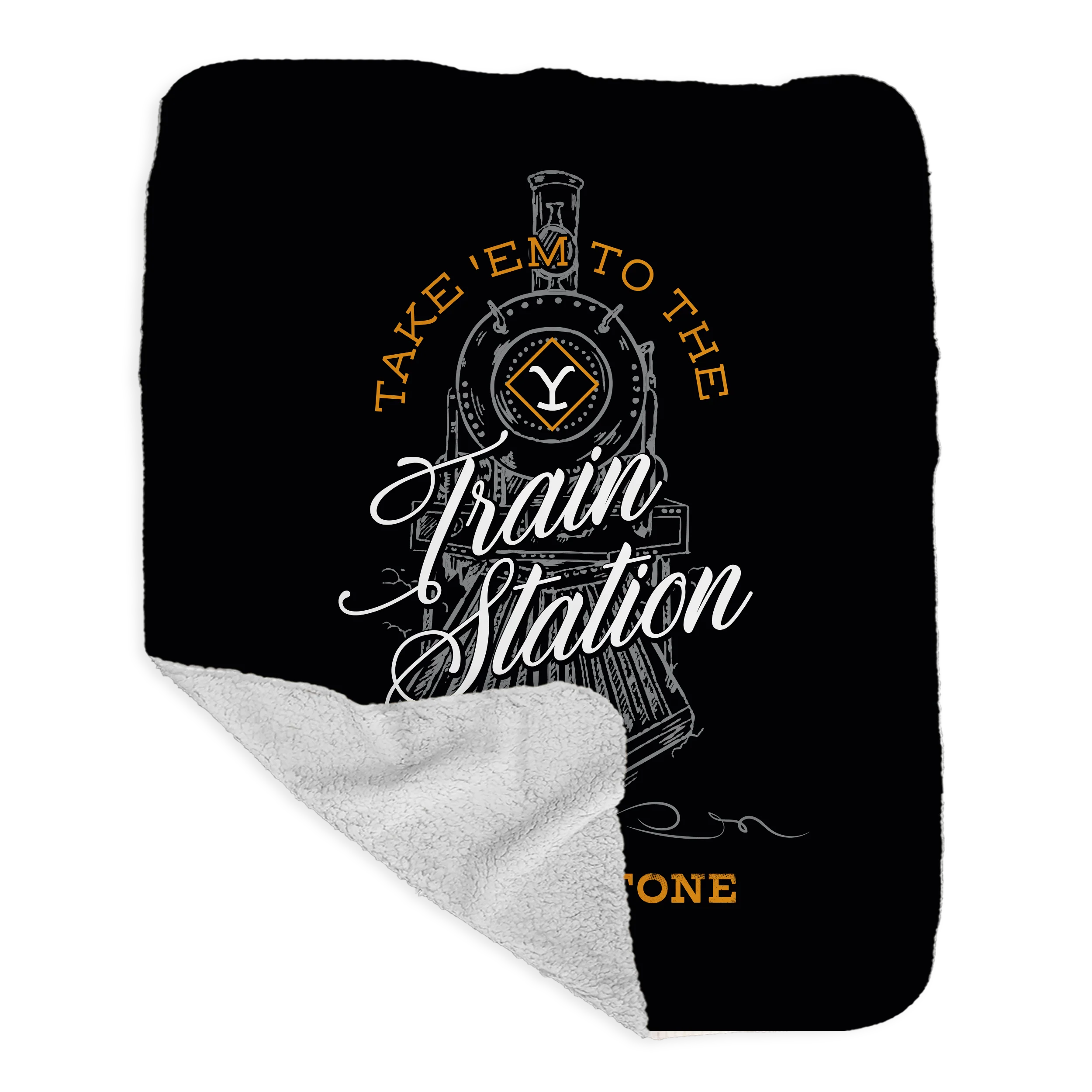 Yellowstone Take 'Em To The Train Station Grey Sherpa Blanket - Image 2
