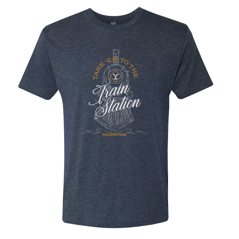 Yellowstone Take 'Em To The Train Station Adult Tri-Blend T-Shirt - Image 4