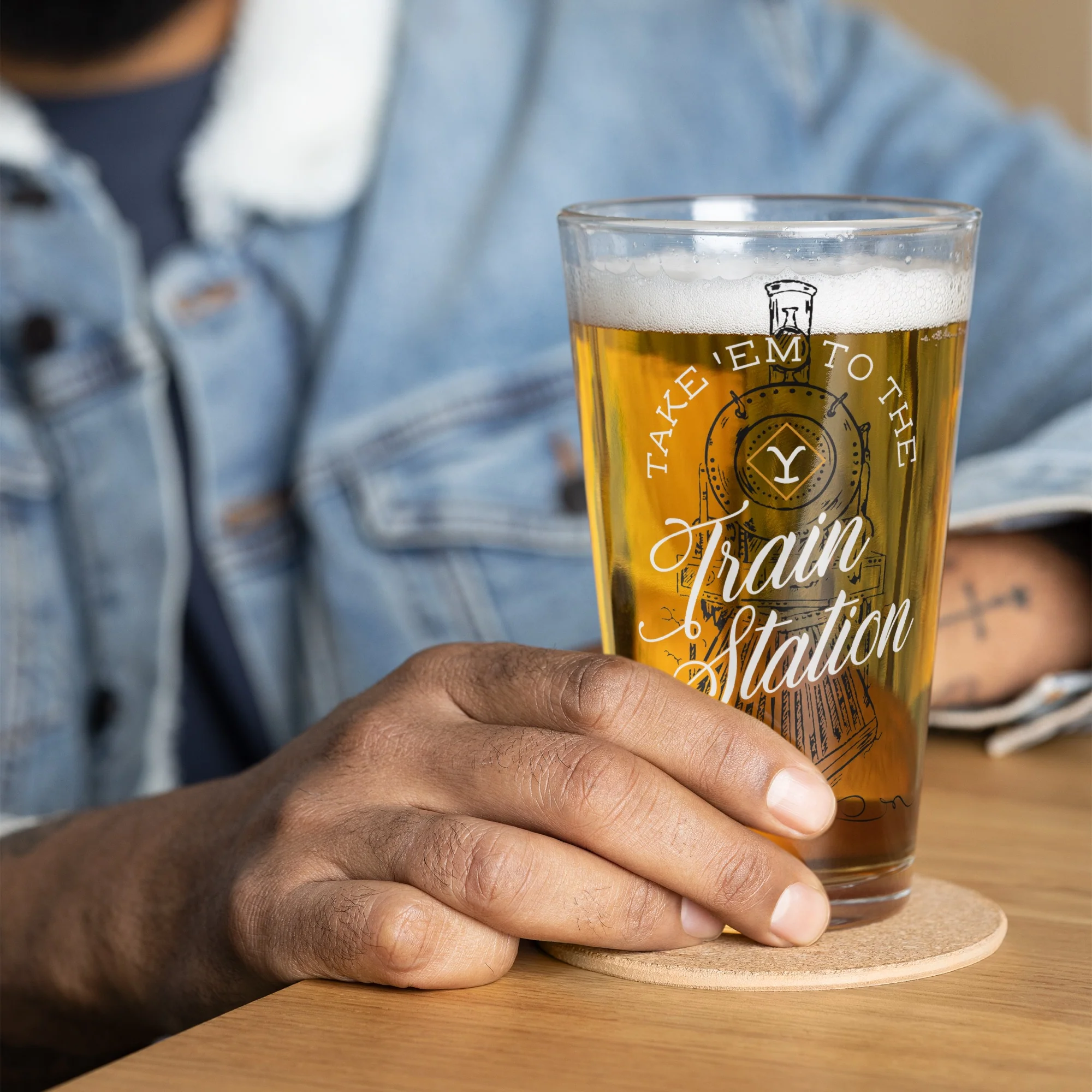 Yellowstone Take 'Em To The Train Station Pint Glass - Image 2