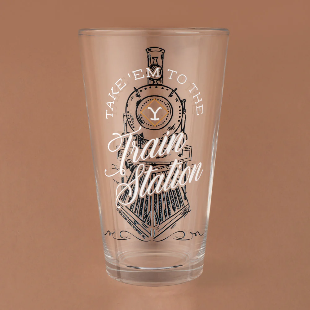 Yellowstone Take 'Em To The Train Station Pint Glass - Image 3