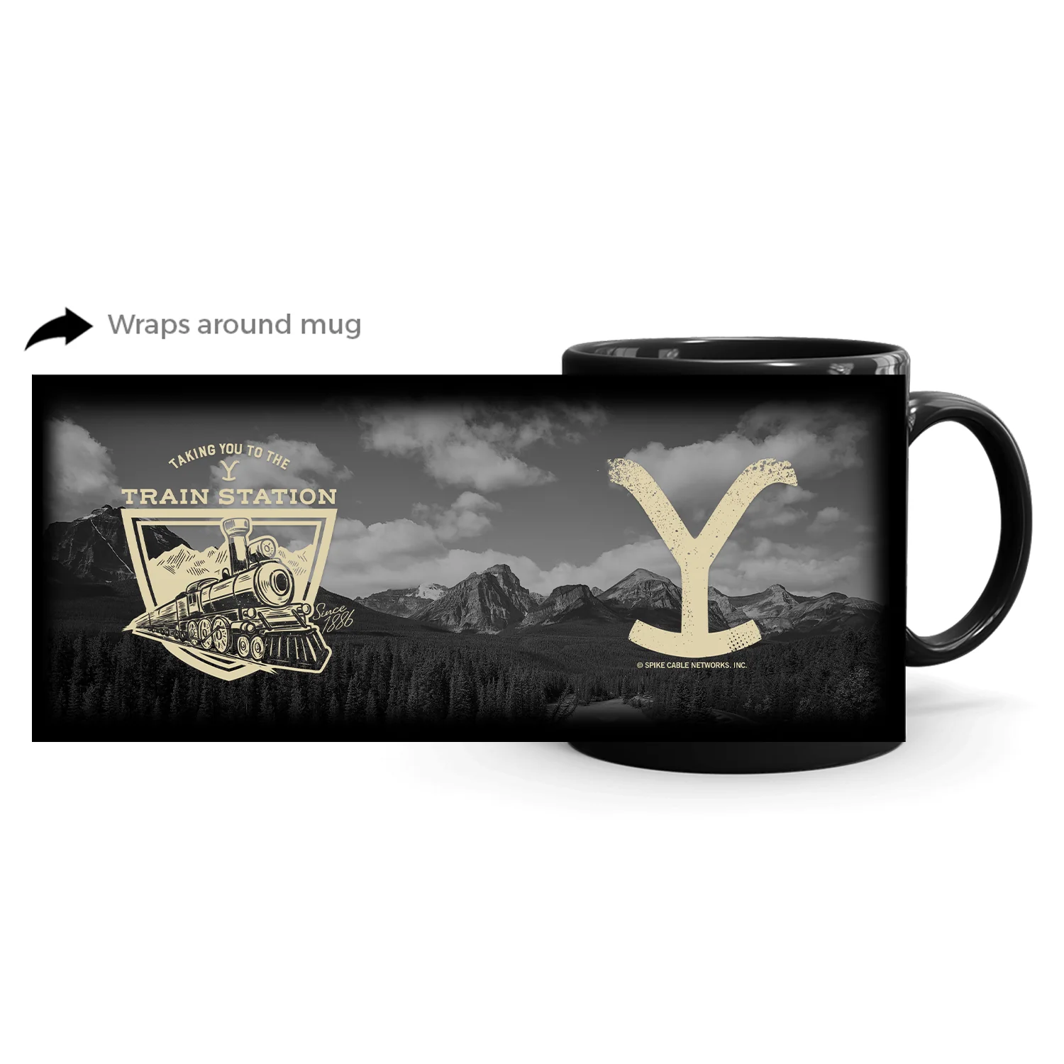Yellowstone Taking You to the Train Station Black Mug - Image 3