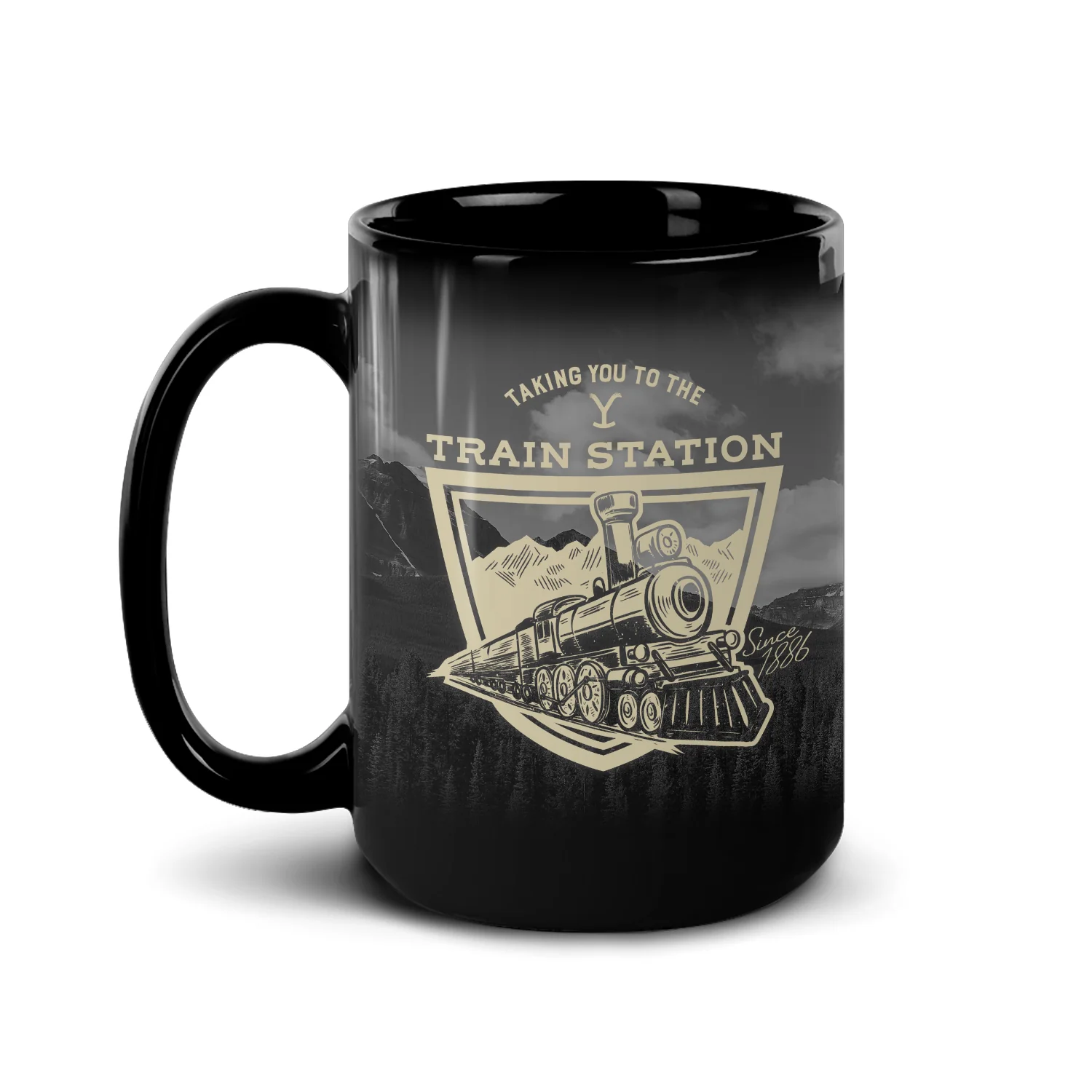 Yellowstone Taking You to the Train Station Black Mug - Image 4