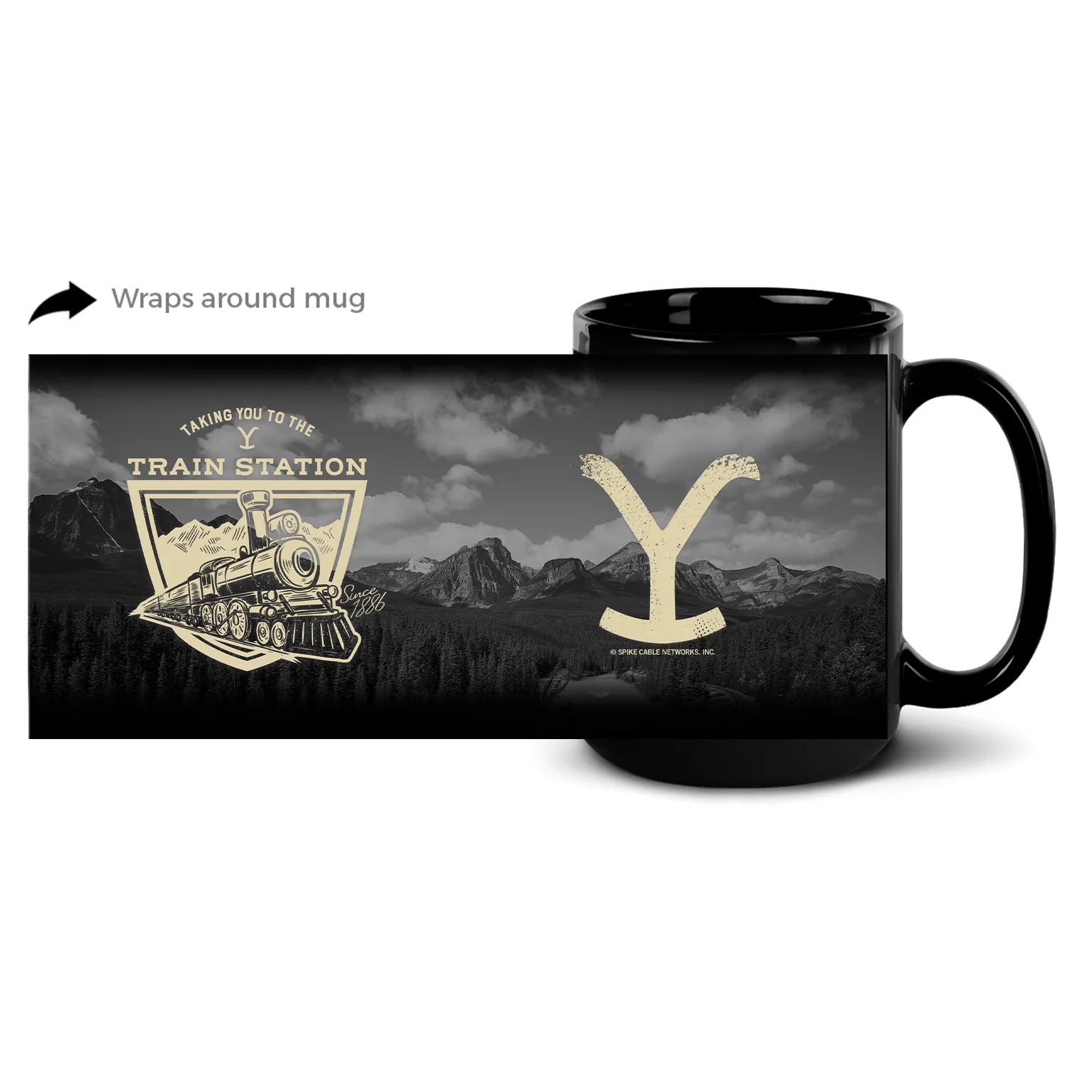 Yellowstone Taking You to the Train Station Black Mug - Image 6