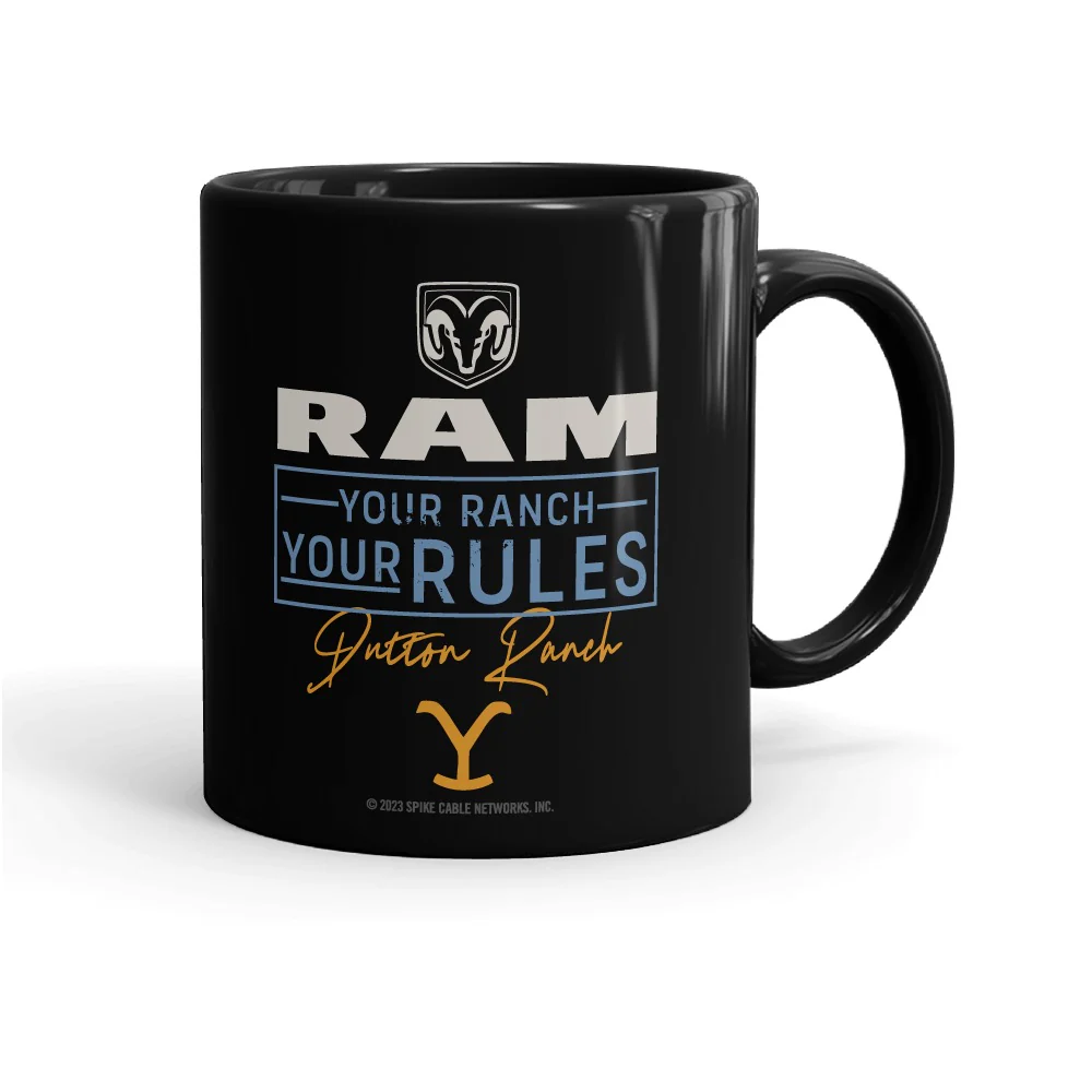Yellowstone x Ram Your Ranch Your Rules Black Mug - Image 4