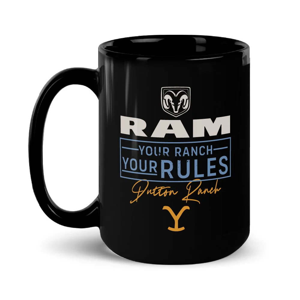 Yellowstone x Ram Your Ranch Your Rules Black Mug - Image 5