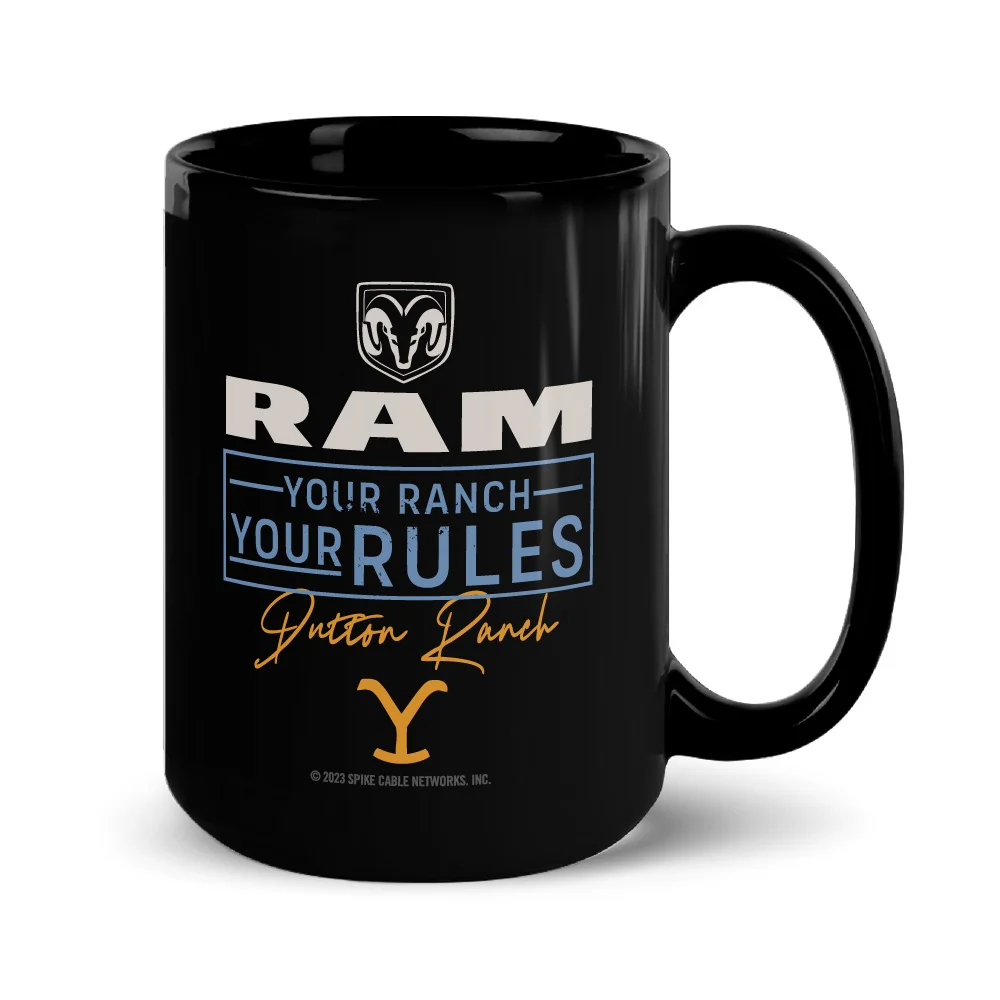 Yellowstone x Ram Your Ranch Your Rules Black Mug - Image 7