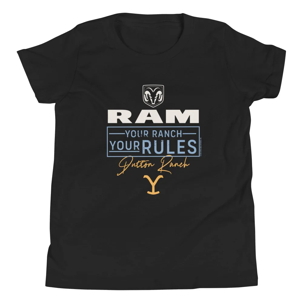 Yellowstone x Ram Your Ranch Your Rules Youth T-Shirt - Image 3