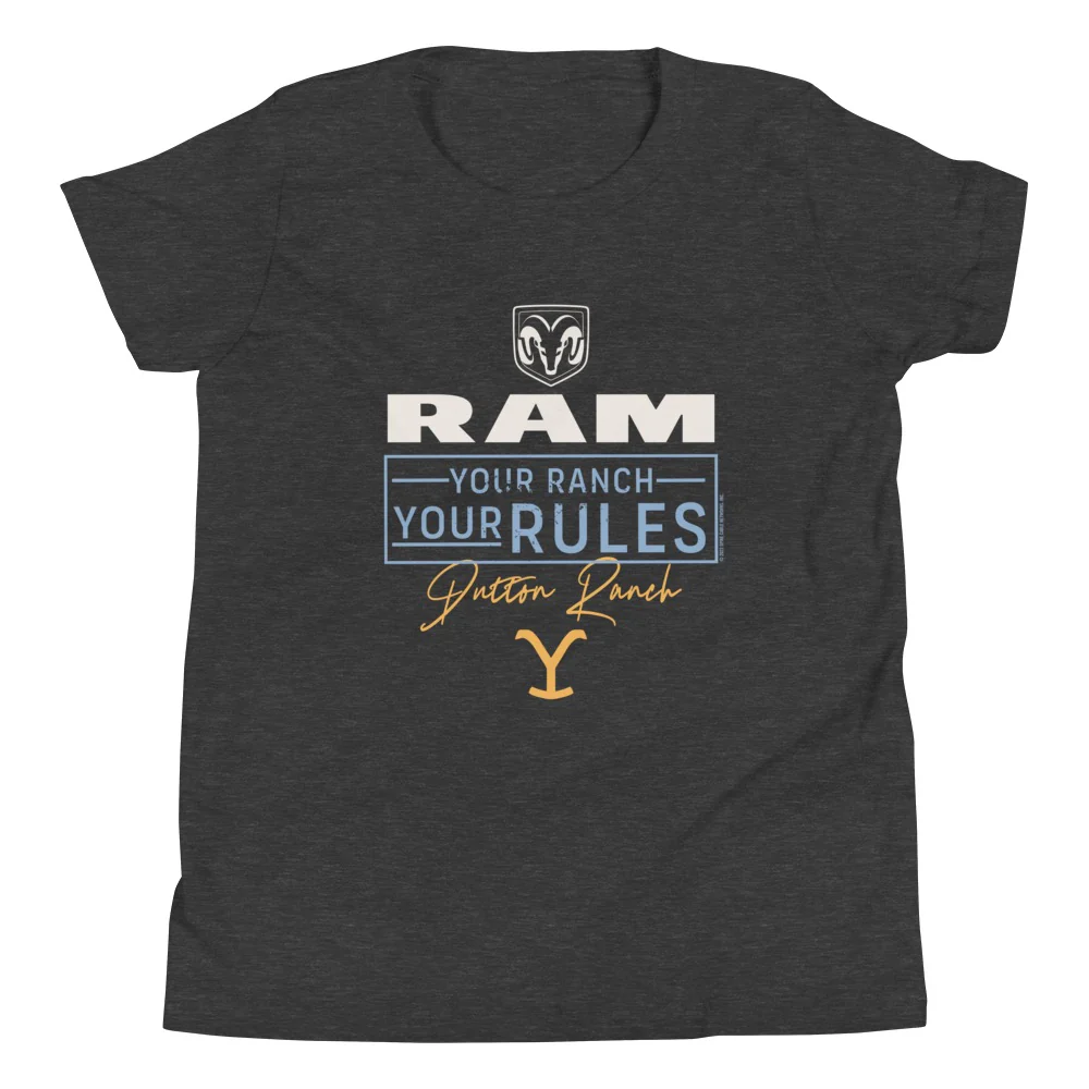Yellowstone x Ram Your Ranch Your Rules Youth T-Shirt - Image 4