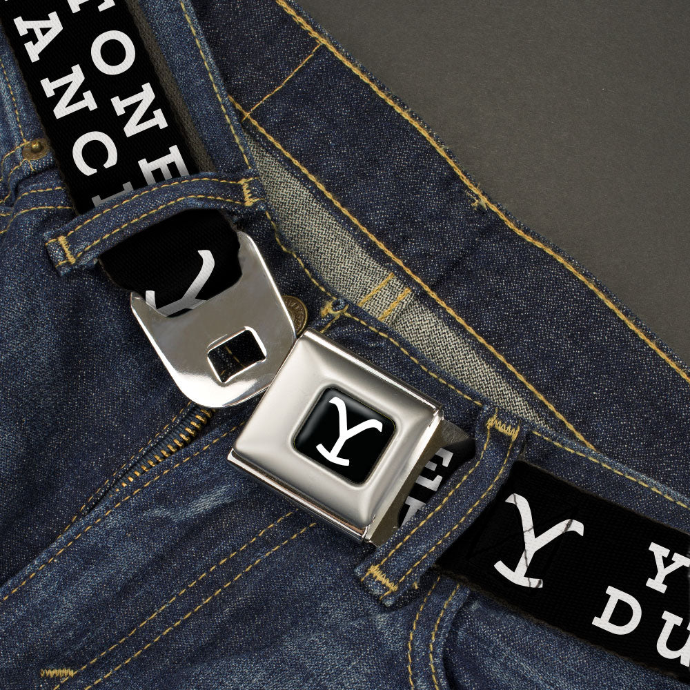 Yellowstone Dutton Ranch Y Logo Seatbelt Buckle Belt - Image 2