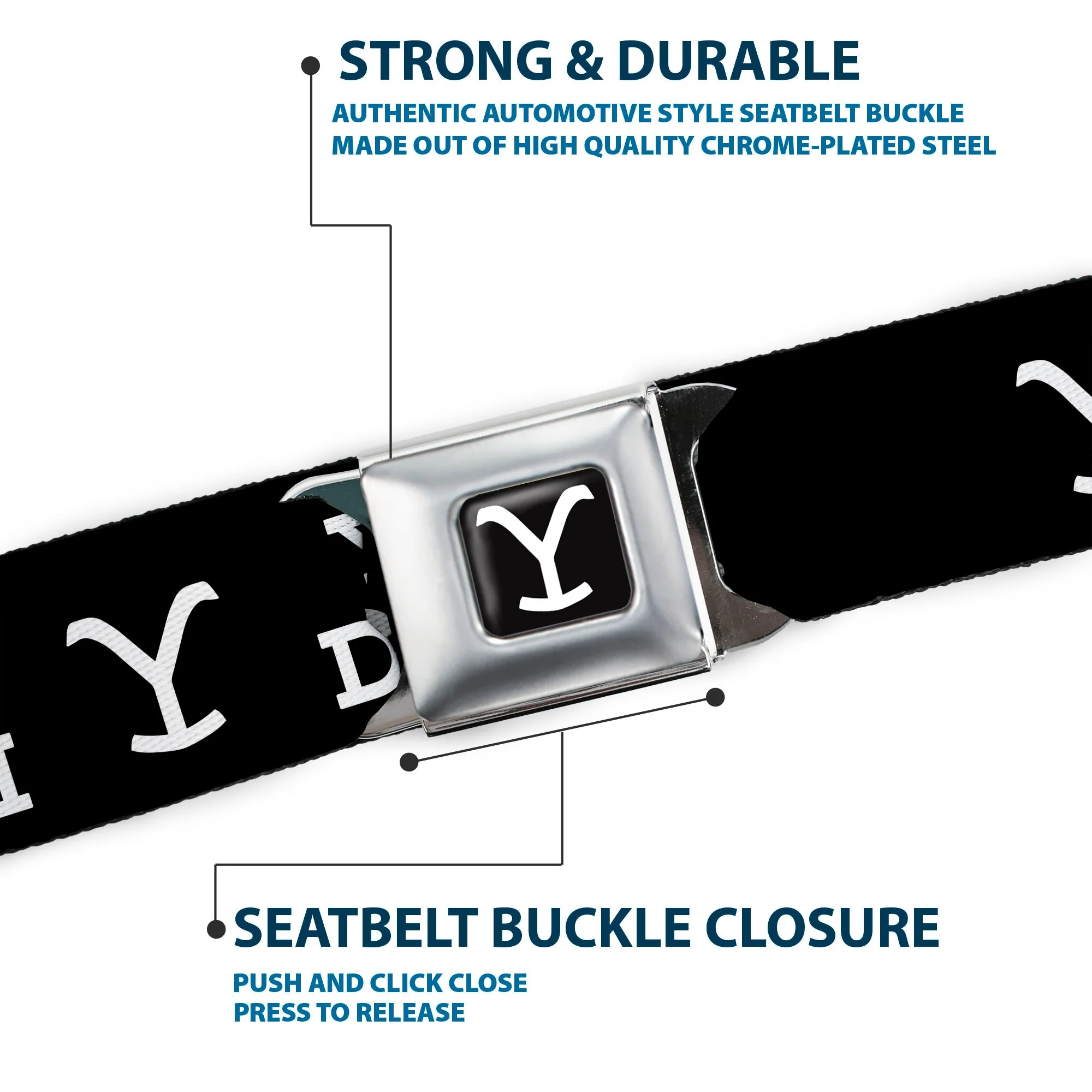 Yellowstone Dutton Ranch Y Logo Seatbelt Buckle Belt - Image 7