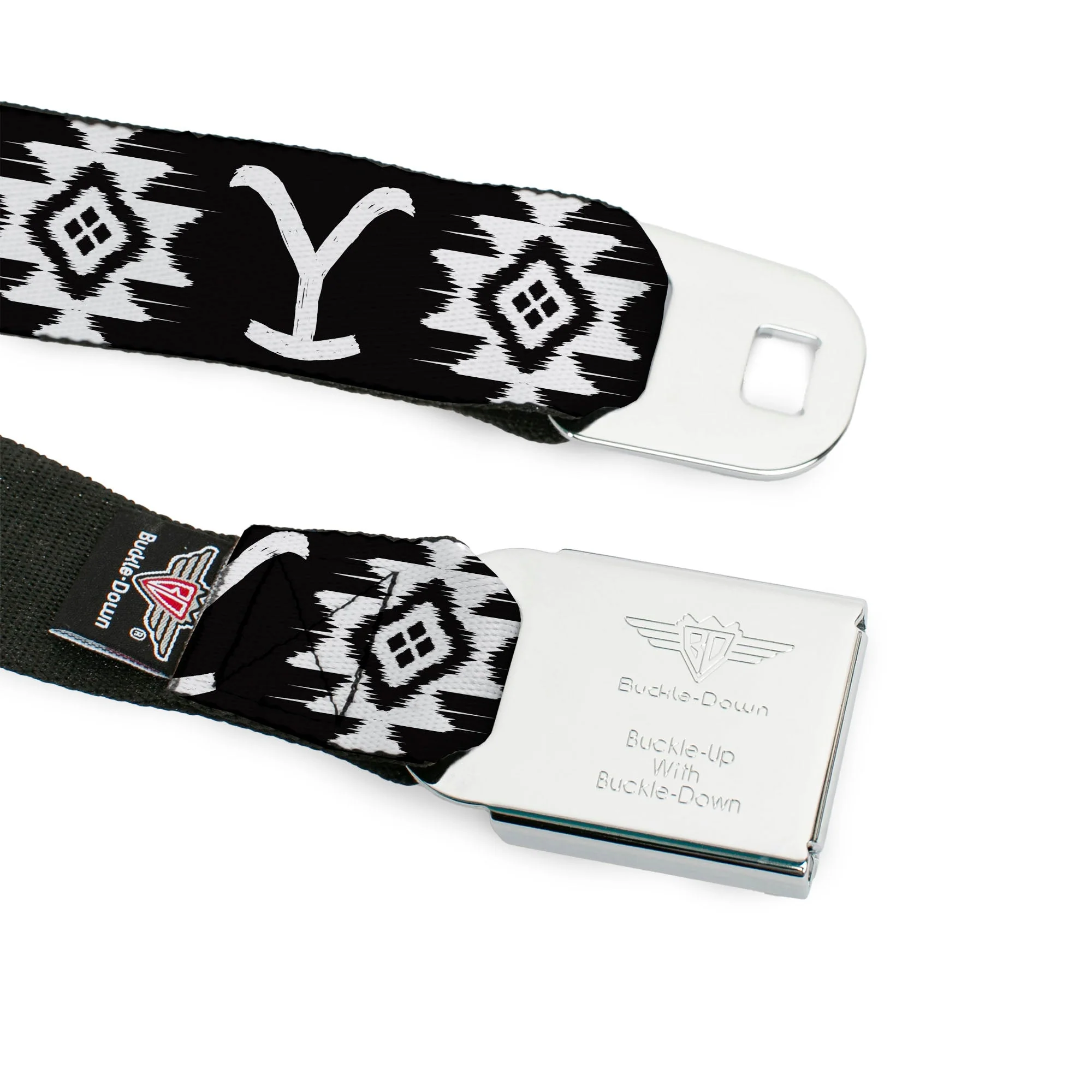 Yellowstone Y Logo Black and White Seatbelt Buckle Belt - Image 9