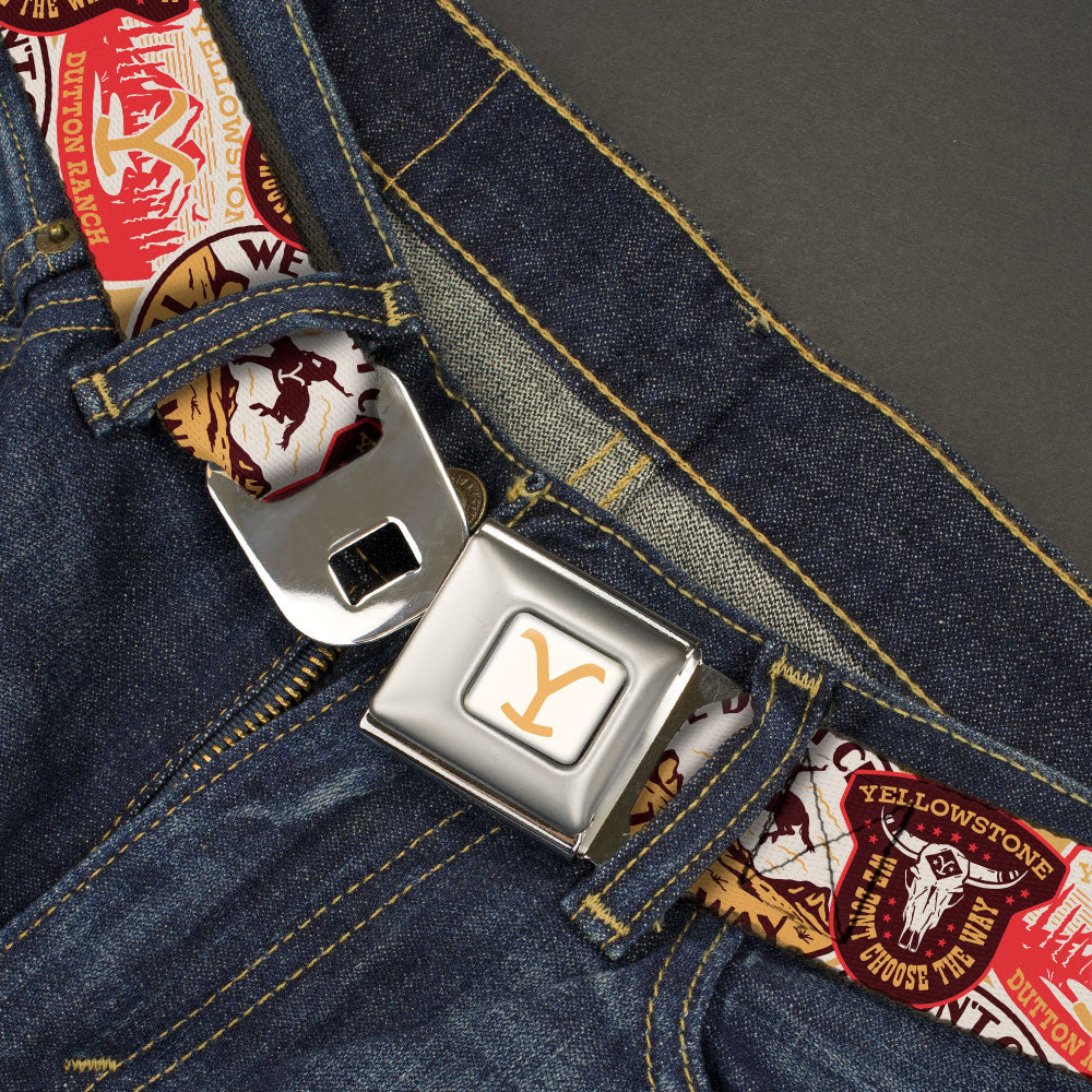 Yellowstone Y Logo Full Color Patches Seatbelt Belt - Image 2