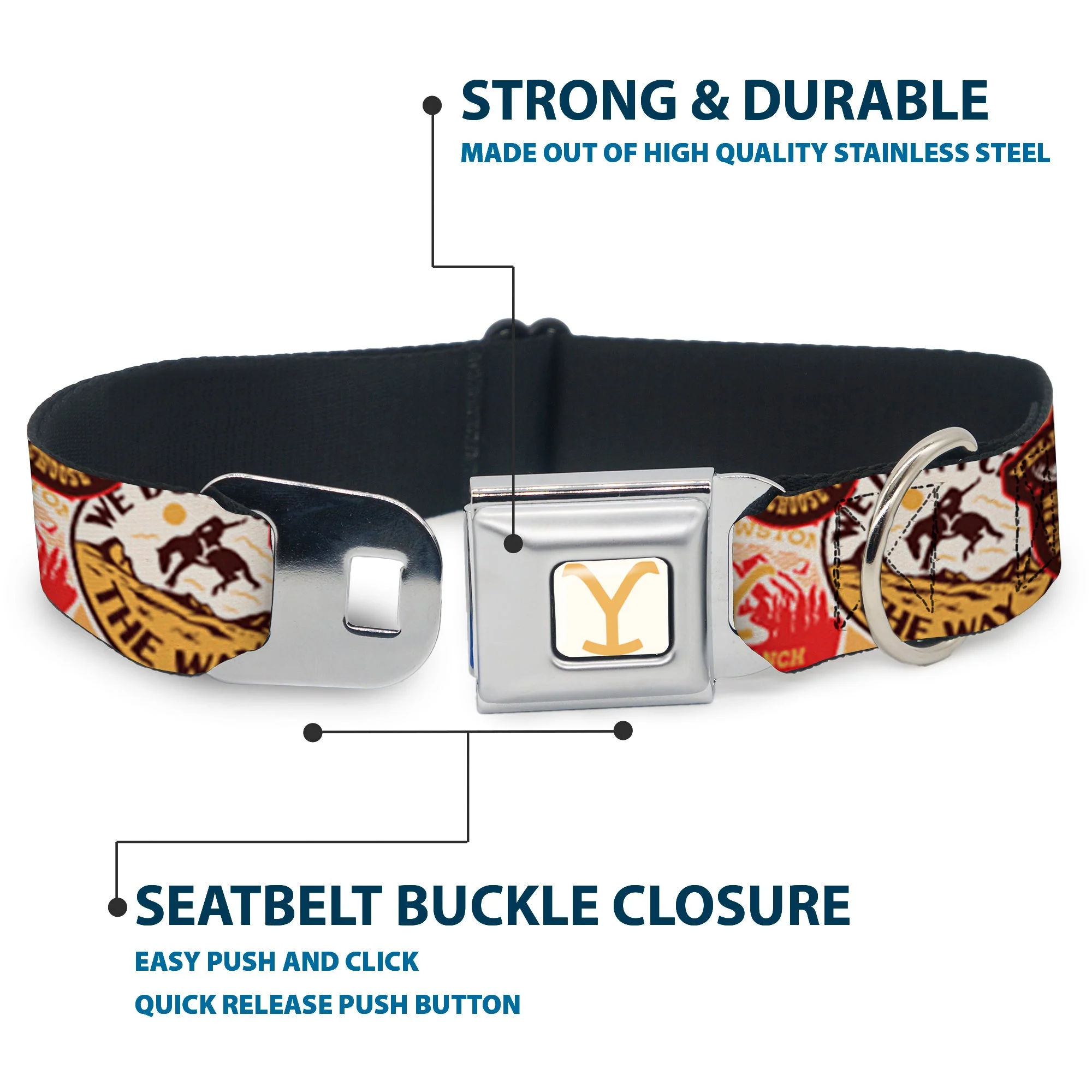 Yellowstone Y Logo Patches Seatbelt Buckle Pet Collar - Image 4